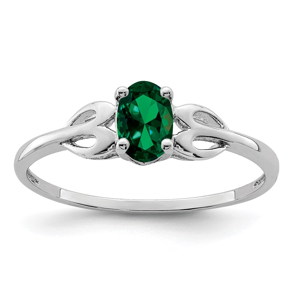 Sterlingsilber Rhodiniert Erzeugt Smaragd Ring