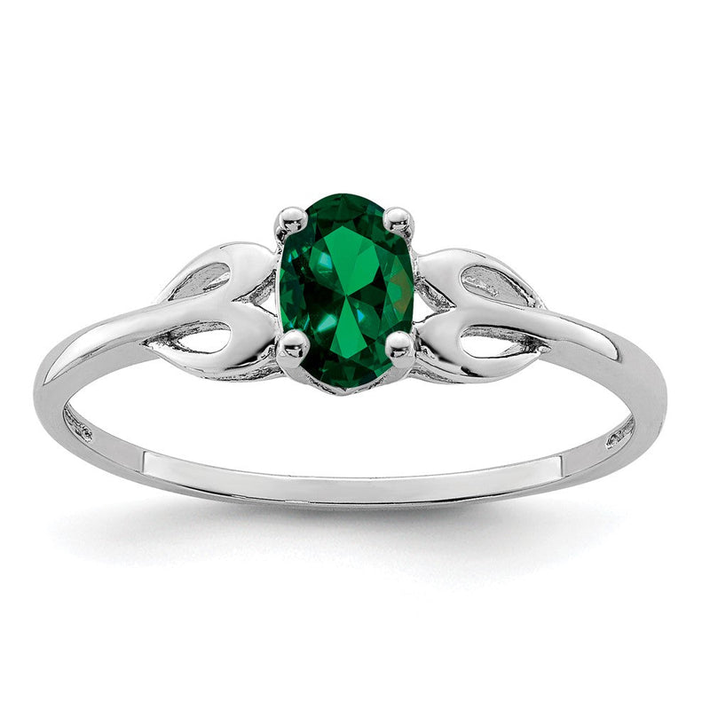 Sterlingsilber Rhodiniert Erzeugt Smaragd Ring