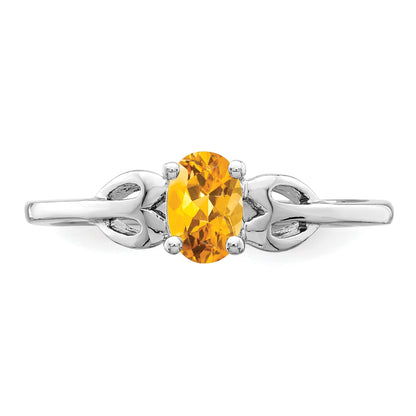Sterlingsilber Rhodiniert Citrin Ring