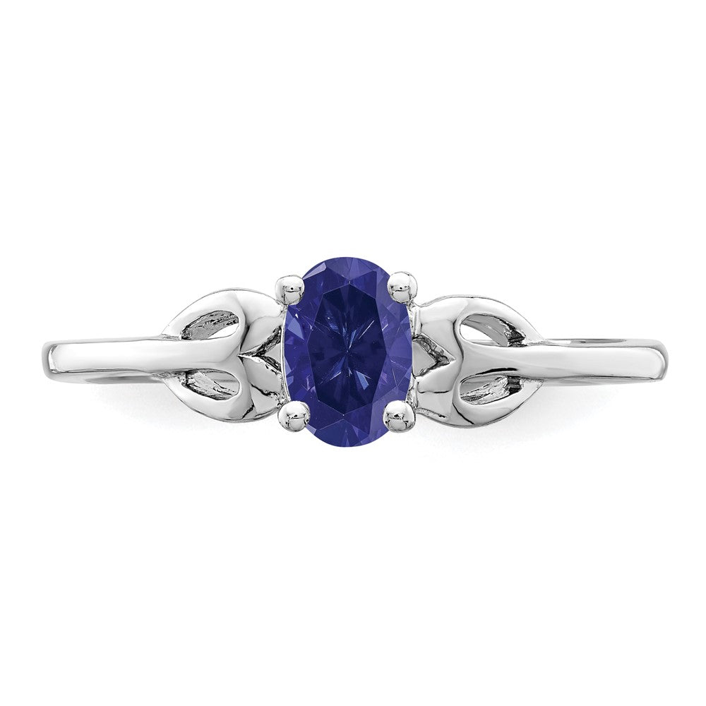 Sterlingsilber Rhodiniert Erzeugt Saphir Ring