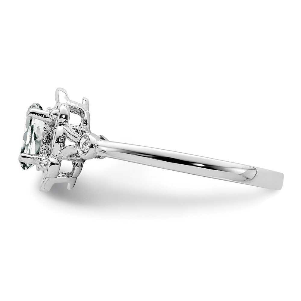 Sterlingsilber Rhodiniert Weiß Topas & Diamant. Ring