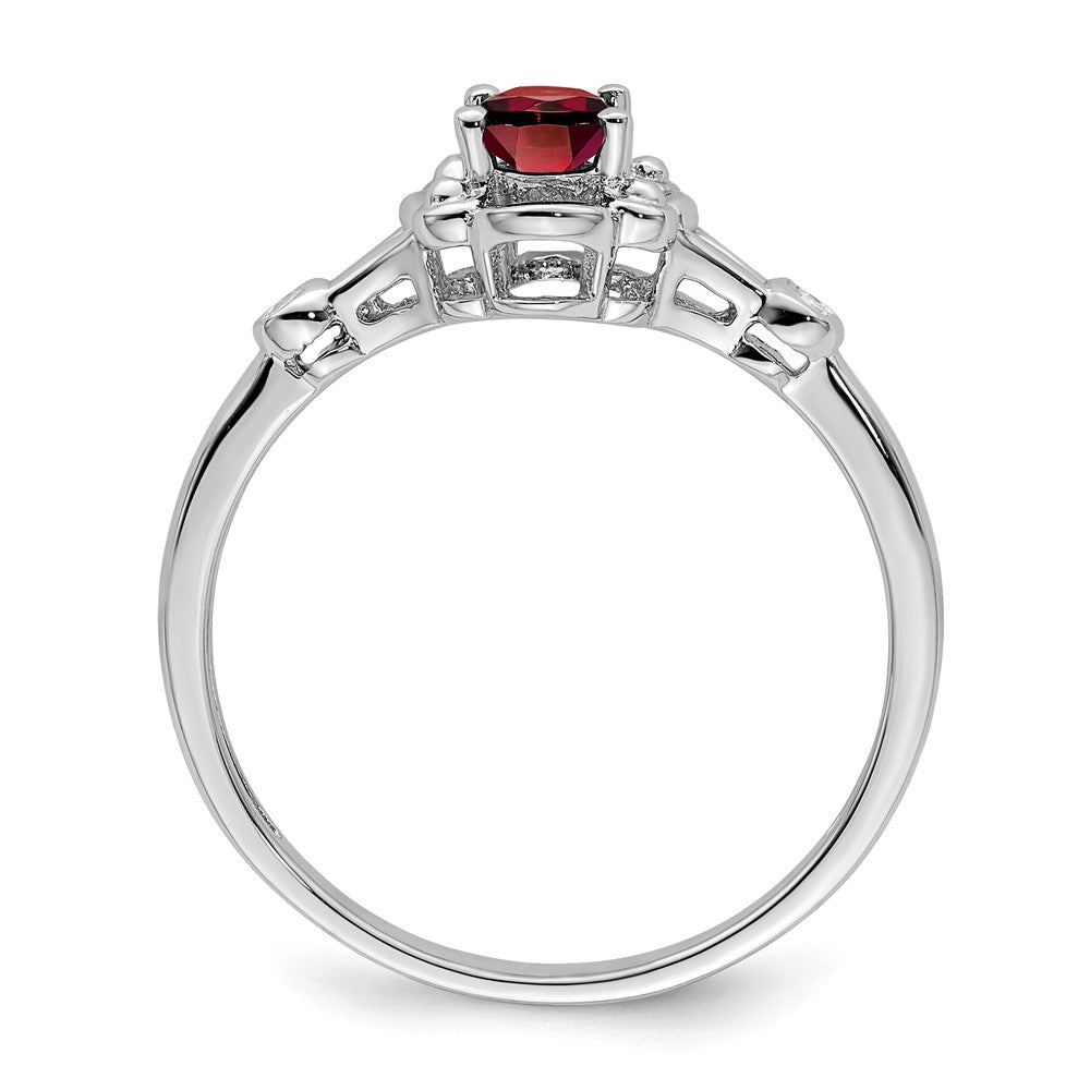 Sterlingsilber Rhodiniert Granat & Diamant. Ring