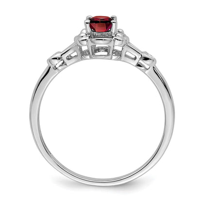 Sterlingsilber Rhodiniert Granat & Diamant. Ring