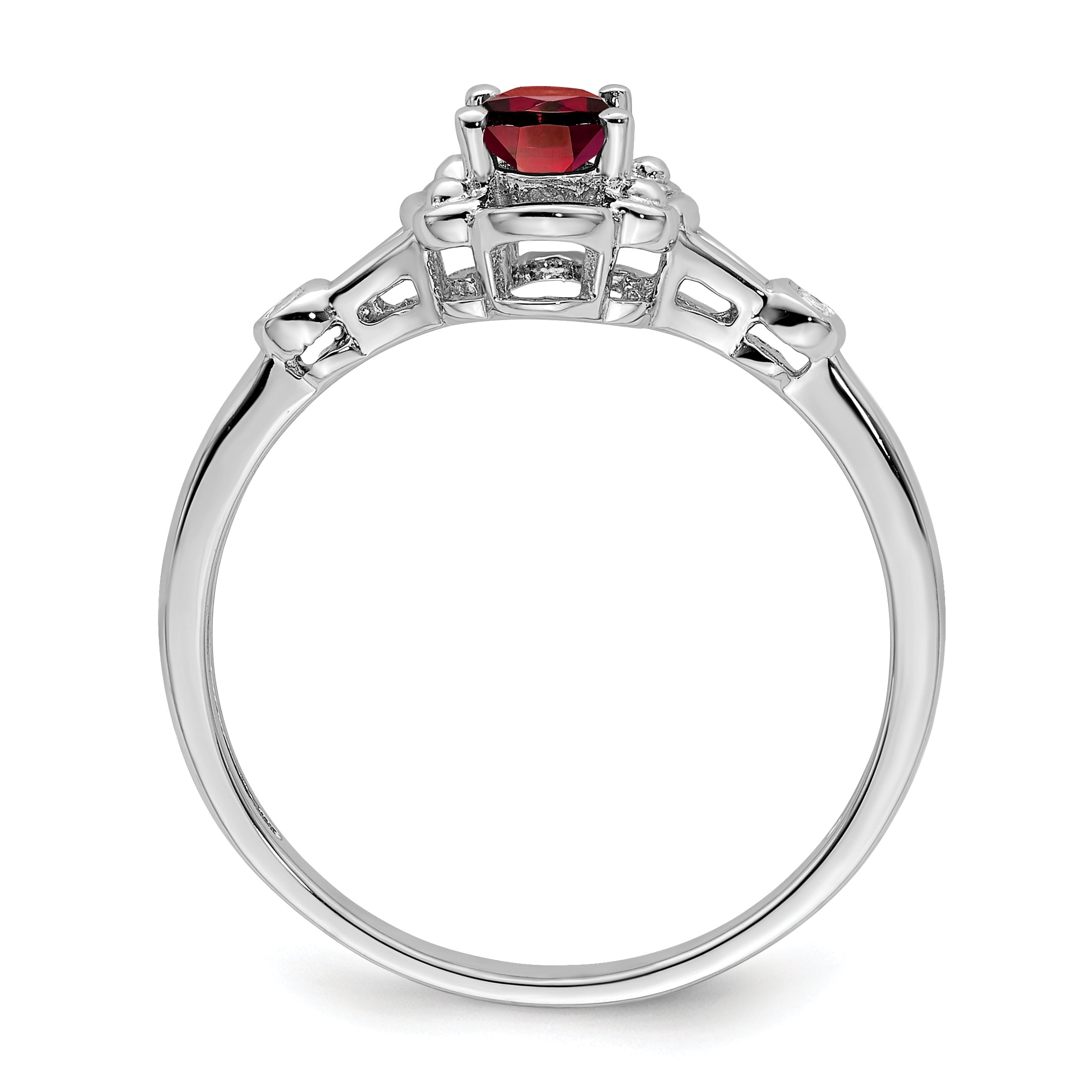 Sterlingsilber Rhodiniert Granat & Diamant. Ring