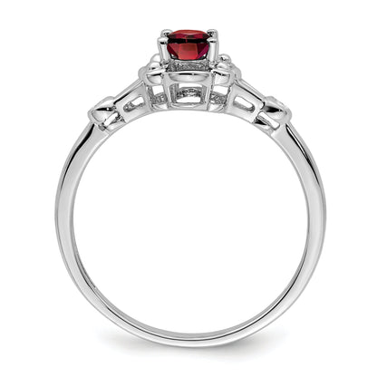 Sterlingsilber Rhodiniert Granat & Diamant. Ring