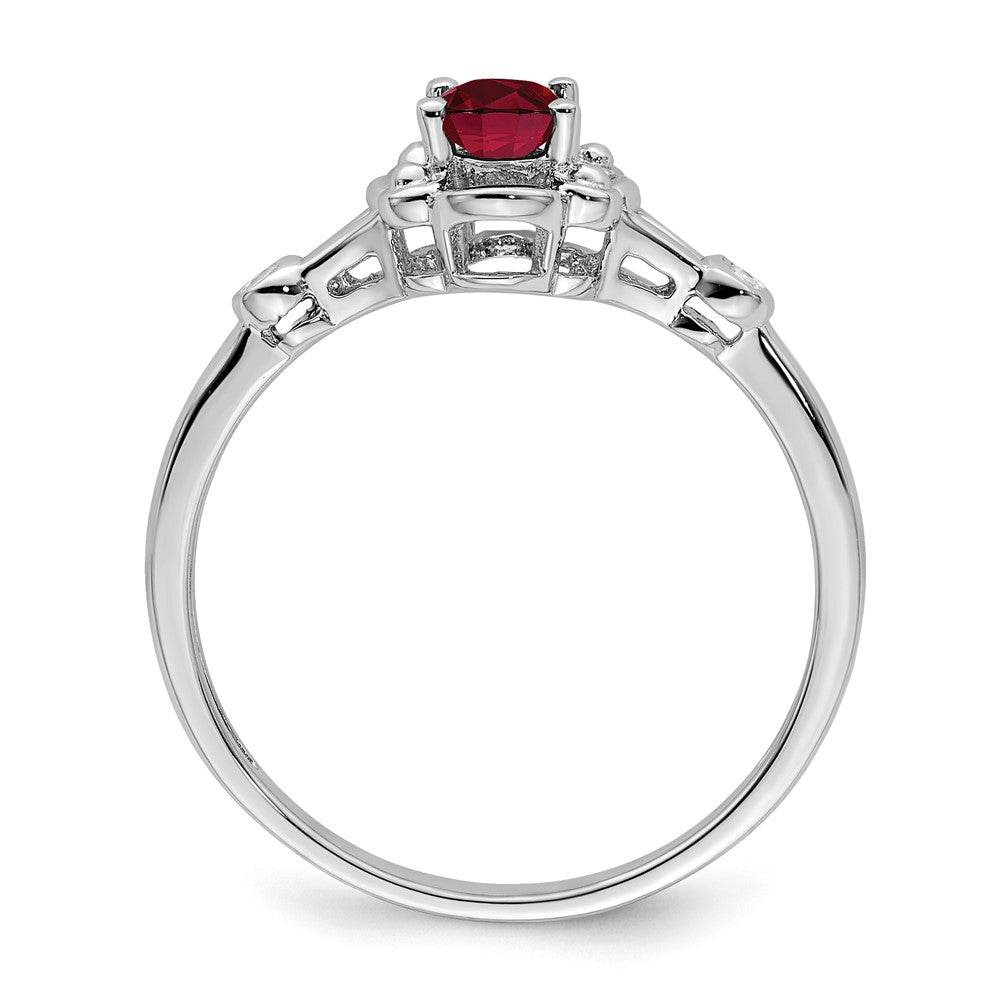 Sterlingsilber Rhodiniert Erzeugt Rubin & Diamant. Ring