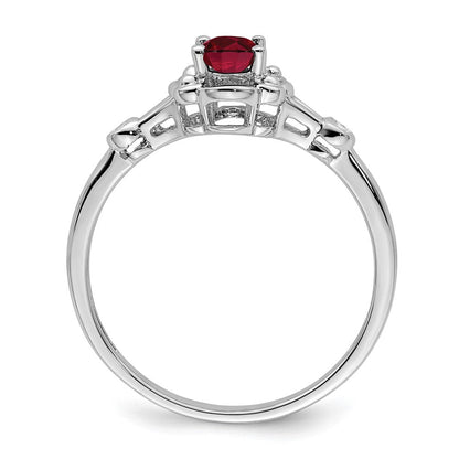 Sterlingsilber Rhodiniert Erzeugt Rubin & Diamant. Ring