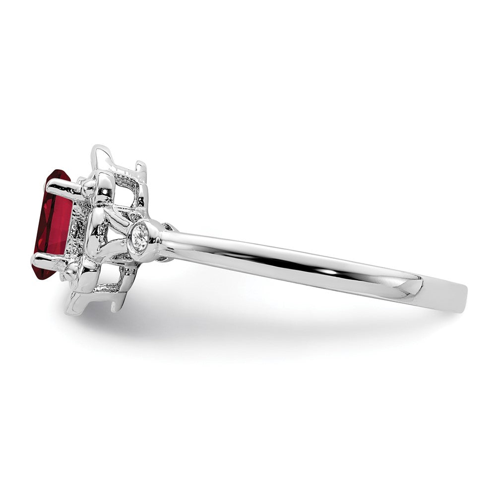 Sterlingsilber Rhodiniert Erzeugt Rubin & Diamant. Ring