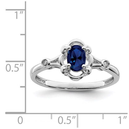 Sterlingsilber Rhodiniert Erzeugt Saphir & Diamant. Ring