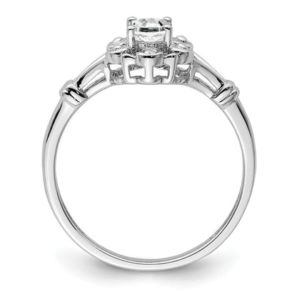 Sterlingsilber Rhodiniert Weiß Topas & Diamant. Ring
