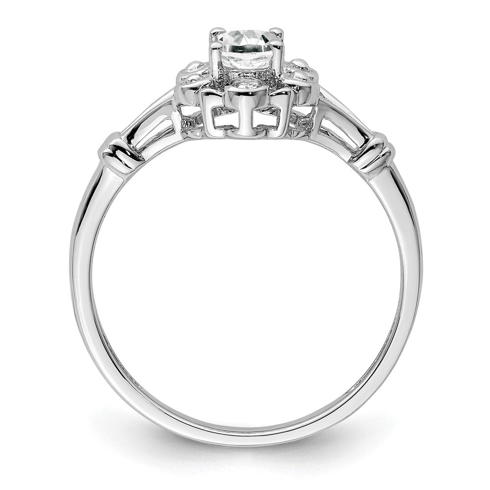 Sterlingsilber Rhodiniert Weiß Topas & Diamant. Ring