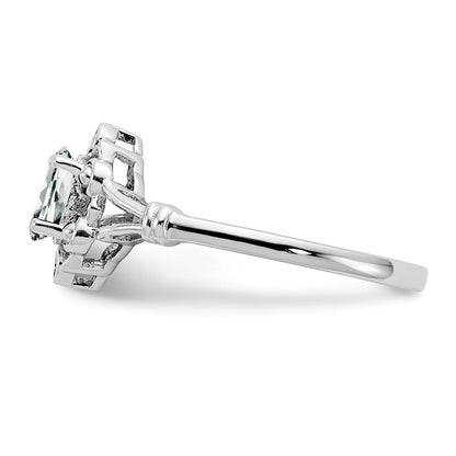 Sterlingsilber Rhodiniert Weiß Topas & Diamant. Ring