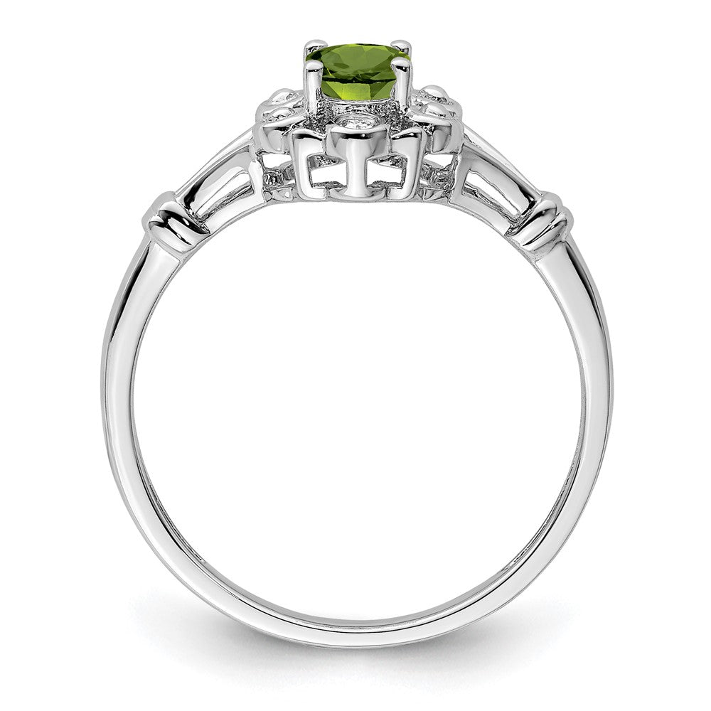 Sterlingsilber Rhodiniert Peridot & Diamant. Ring