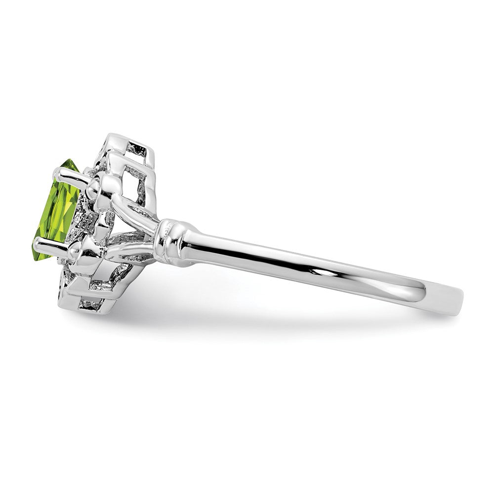 Sterlingsilber Rhodiniert Peridot & Diamant. Ring