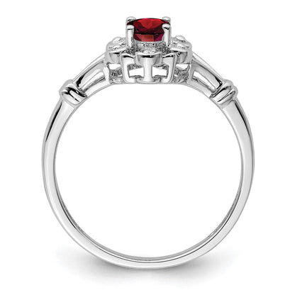 Sterlingsilber Rhodiniert Granat & Diamant. Ring