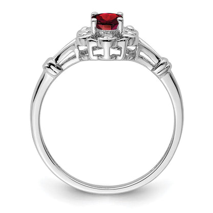Sterlingsilber Rhodiniert Erzeugt Rubin & Diamant. Ring