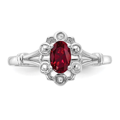 Sterlingsilber Rhodiniert Erzeugt Rubin & Diamant. Ring