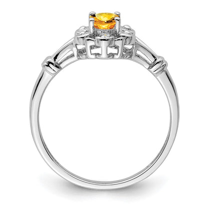 Sterlingsilber Rhodiniert Citrin & Diamant. Ring