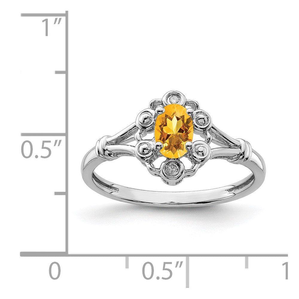 Sterlingsilber Rhodiniert Citrin & Diamant. Ring