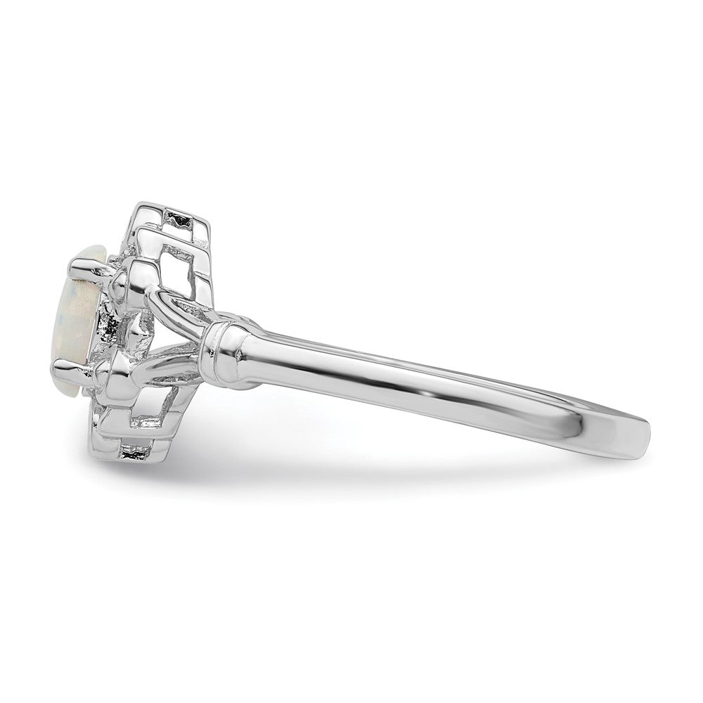Sterlingsilber Rhodiniert Erzeugt Opal & Diamant. Ring