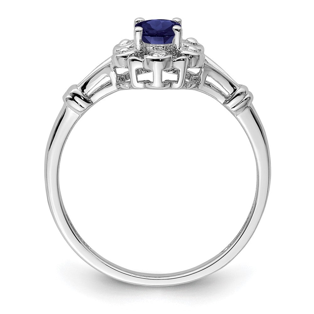 Sterlingsilber Rhodiniert Erzeugt Saphir & Diamant. Ring