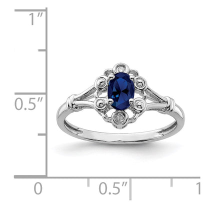 Sterlingsilber Rhodiniert Erzeugt Saphir & Diamant. Ring