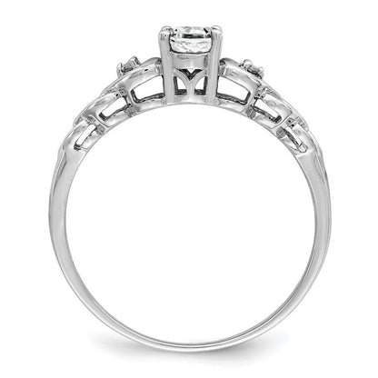Sterlingsilber Rhodiniert Weiß Topas & Diamant. Ring