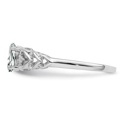 Sterlingsilber Rhodiniert Weiß Topas & Diamant. Ring