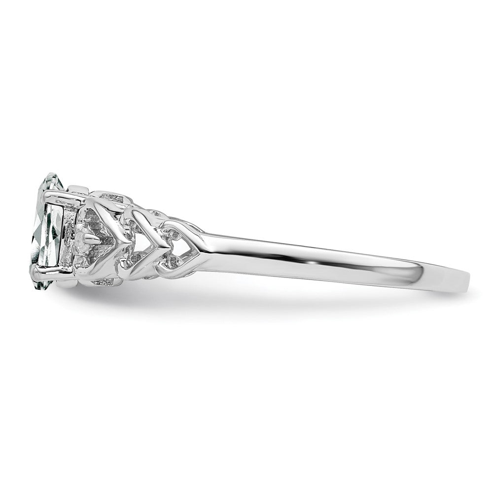 Sterlingsilber Rhodiniert Weiß Topas & Diamant. Ring