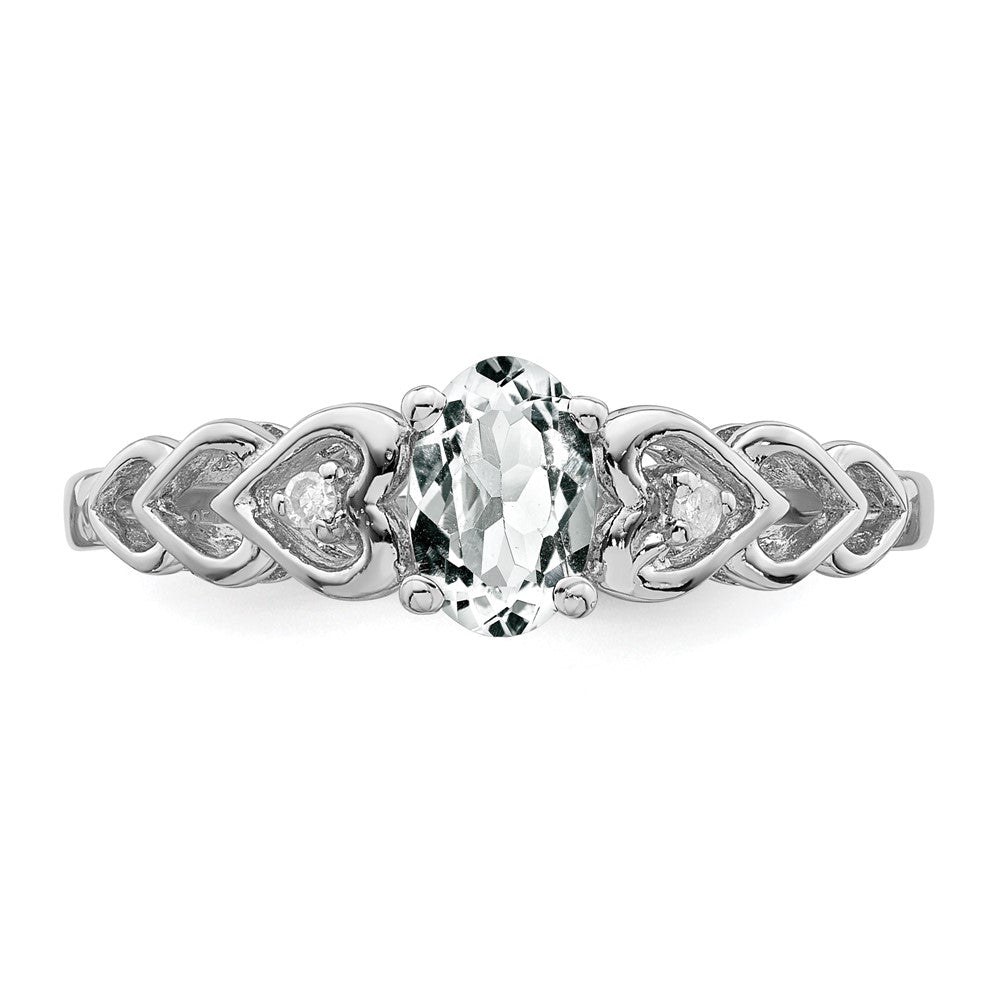 Sterlingsilber Rhodiniert Weiß Topas & Diamant. Ring