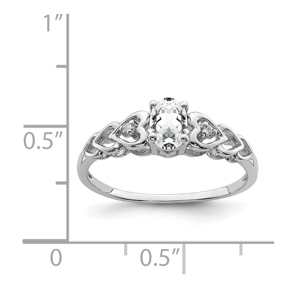 Sterlingsilber Rhodiniert Weiß Topas & Diamant. Ring