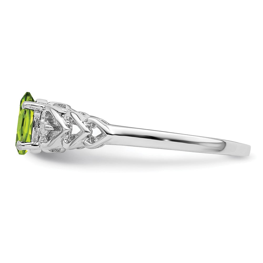 Sterlingsilber Rhodiniert Peridot & Diamant. Ring