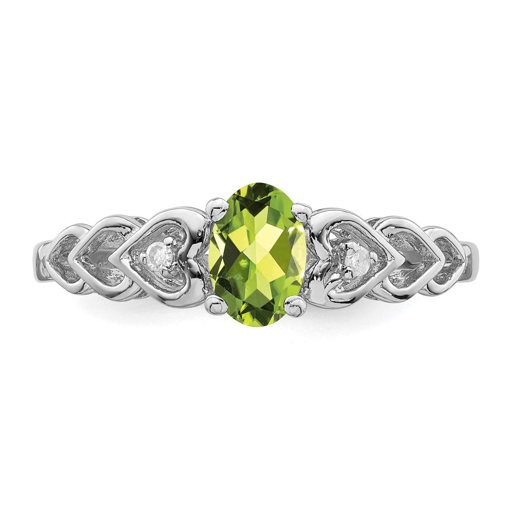 Sterlingsilber Rhodiniert Peridot & Diamant. Ring