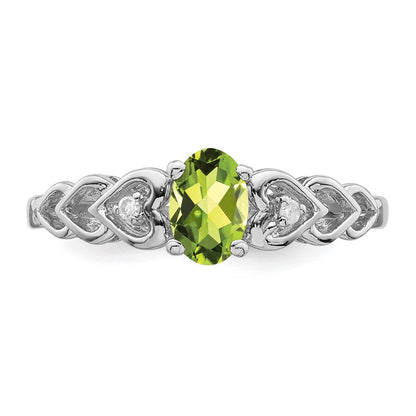Sterlingsilber Rhodiniert Peridot & Diamant. Ring