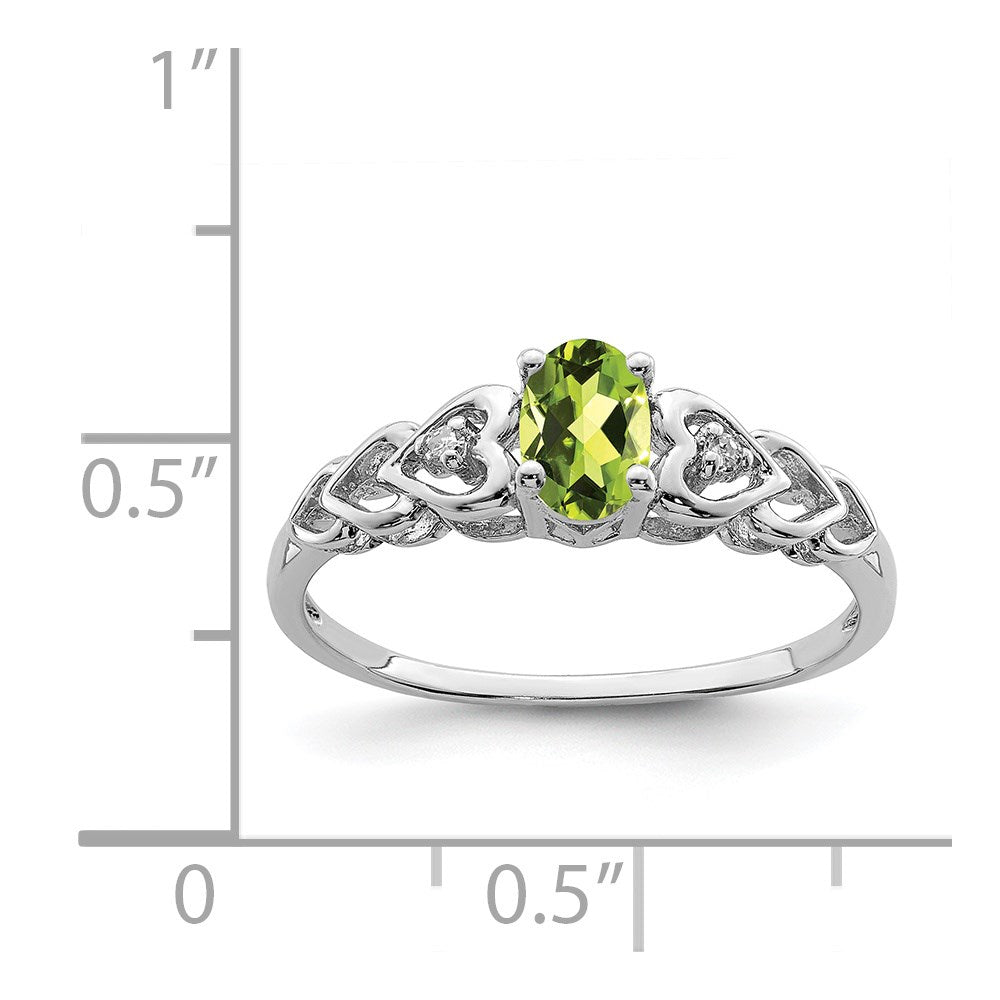 Sterlingsilber Rhodiniert Peridot & Diamant. Ring