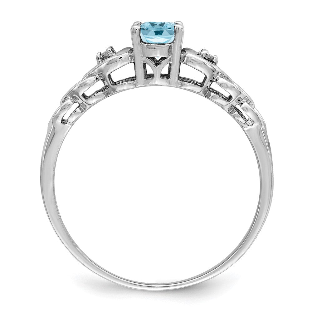 Sterlingsilber Rhodium-plate Schweizer Blautopas & Diamant. Ring