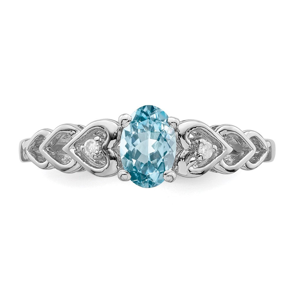 Sterlingsilber Rhodium-plate Schweizer Blautopas & Diamant. Ring