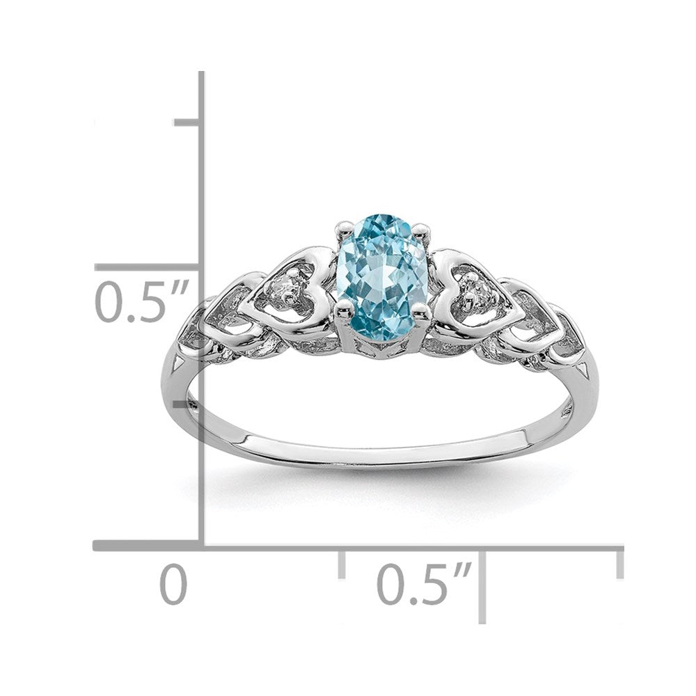 Sterlingsilber Rhodiniert Schweizer Blautopas & Diamant. Ring