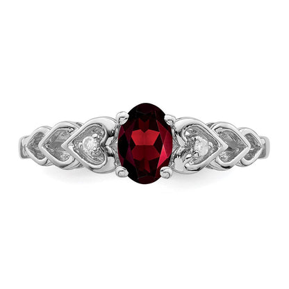 Sterlingsilber Rhodiniert Granat & Diamant. Ring