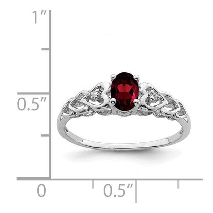 Sterlingsilber Rhodiniert Granat & Diamant. Ring