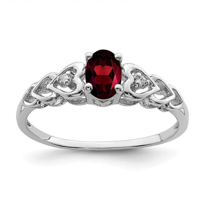 Sterlingsilber Rhodiniert Granat & Diamant. Ring