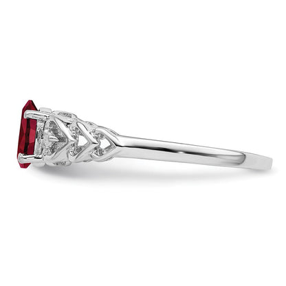 Sterlingsilber Rhodiniert Erzeugt Rubin & Diamant. Ring