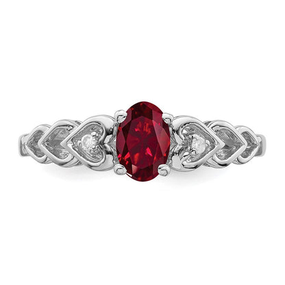 Sterlingsilber Rhodiniert Erzeugt Rubin & Diamant. Ring