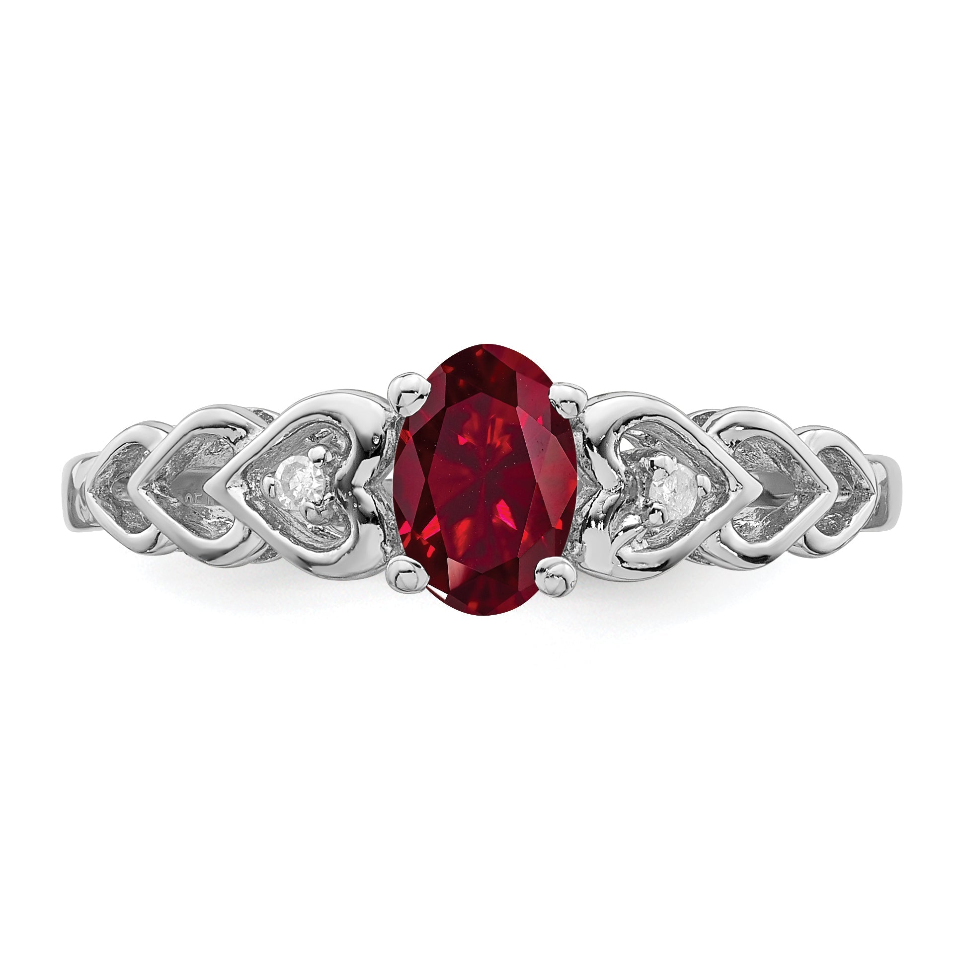 Sterlingsilber Rhodiniert Erzeugt Rubin & Diamant. Ring