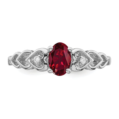 Sterlingsilber Rhodiniert Erzeugt Rubin & Diamant. Ring