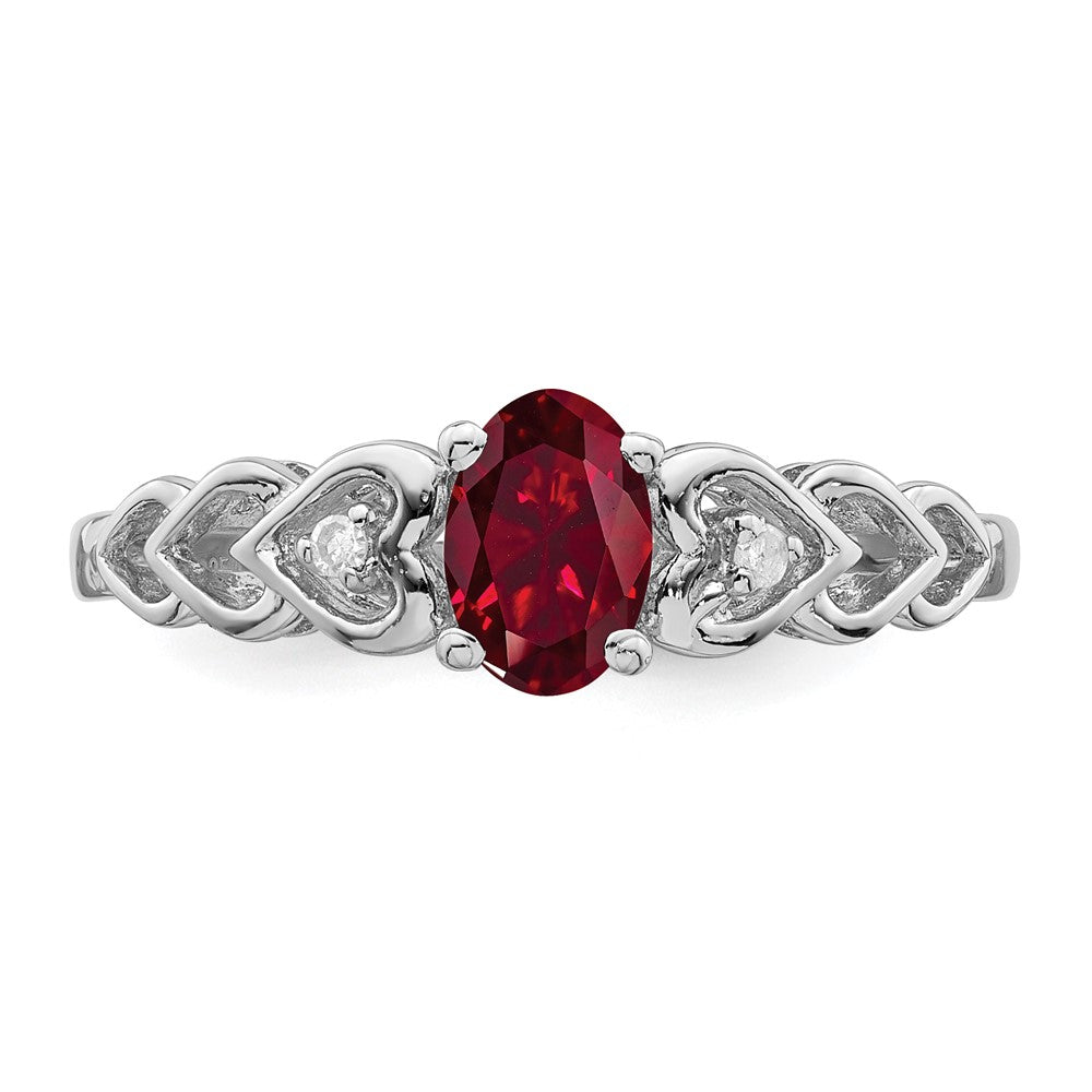 Sterlingsilber Rhodiniert Erzeugt Rubin & Diamant. Ring