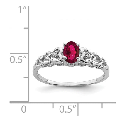 Sterlingsilber Rhodiniert Erzeugt Rubin & Diamant. Ring