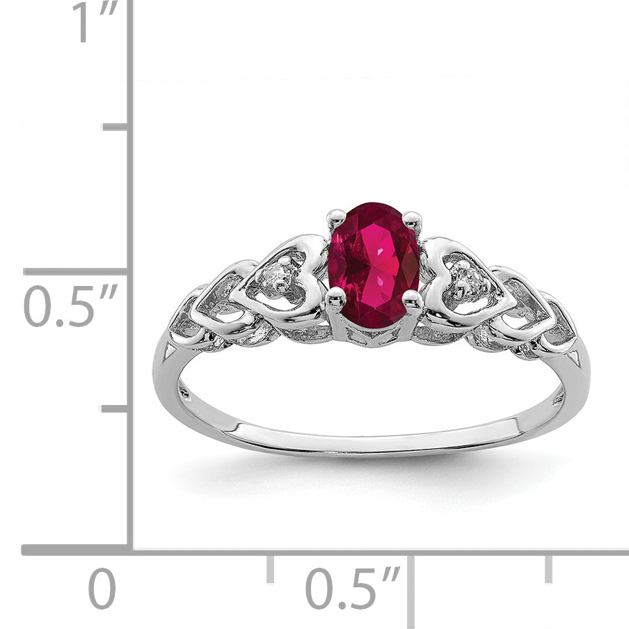 Sterlingsilber Rhodiniert Erzeugt Rubin & Diamant. Ring