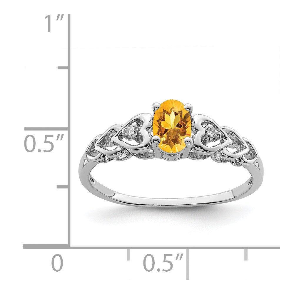 Sterlingsilber Rhodiniert Citrin & Diamant. Ring