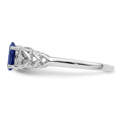 Sterlingsilber Rhodiniert Erzeugt Saphir & Diamant. Ring